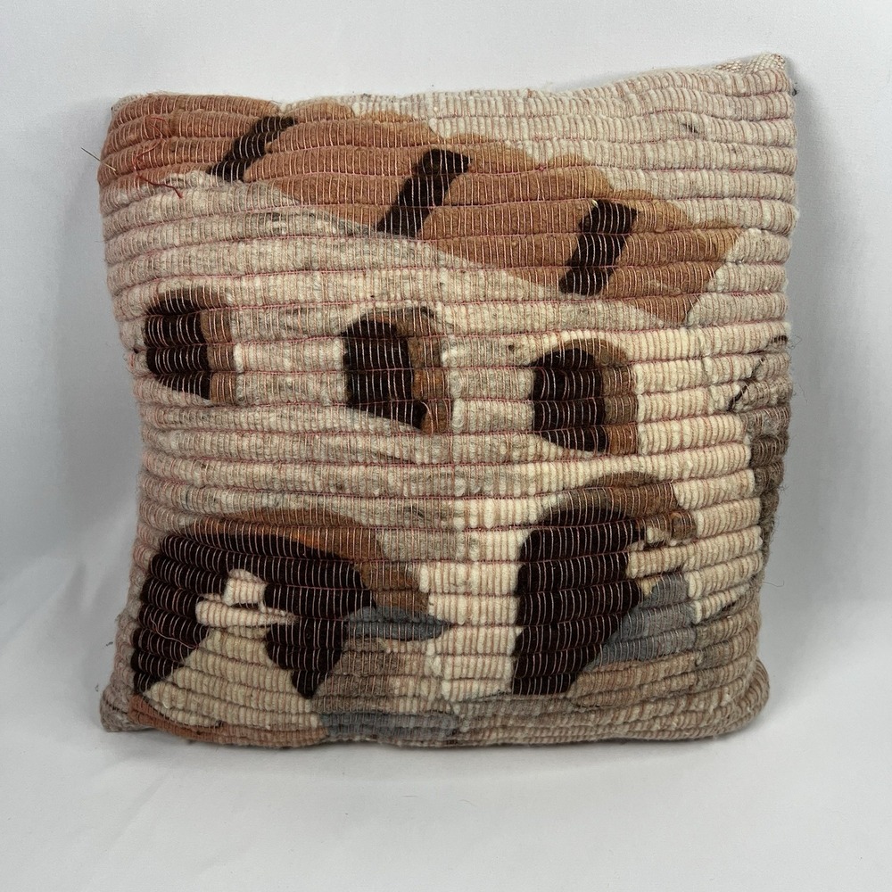 Vintage Raquel's Collection 100% Wool Hand Woven Pillow 14X14‎ Peruvian Folk Art